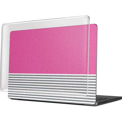 Pink and Grey Stripes MacBook Pro 14in (2021-24) Case plus Skin